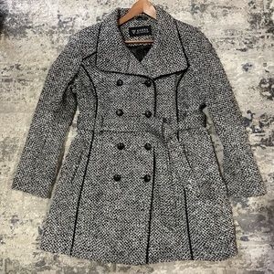 GUESS woman’s dress coat/ peacoat double breast belted wool blend XL